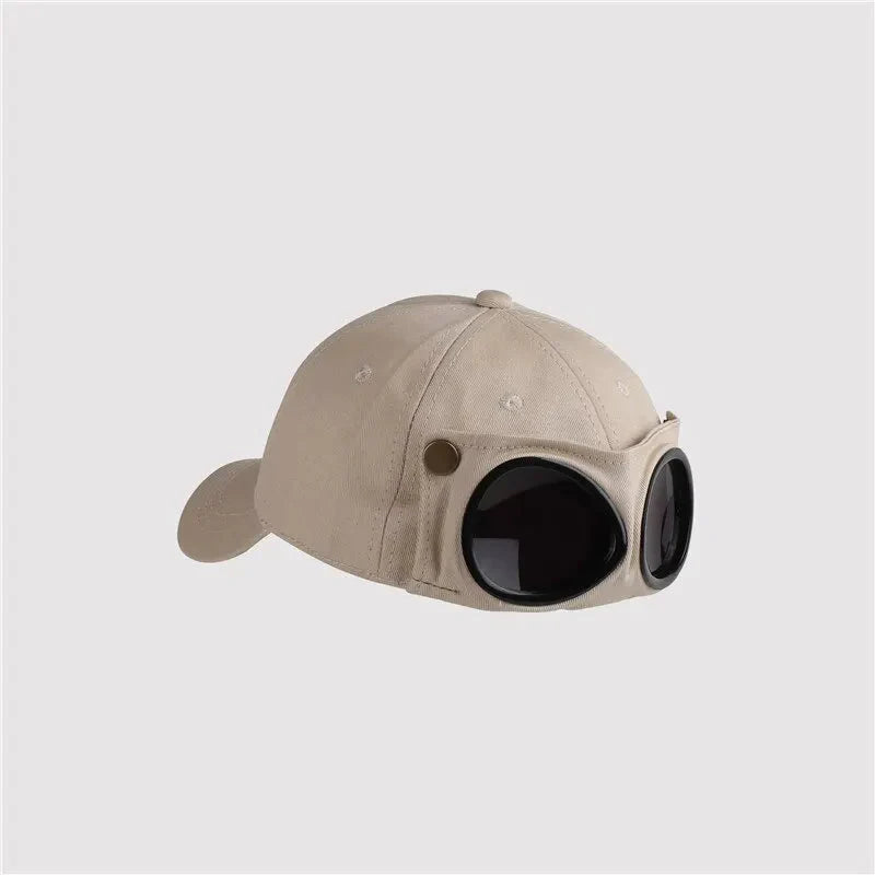 Gorra de béisbol de aviador – Gorra de verano unisex con gafas de sol incorporadas