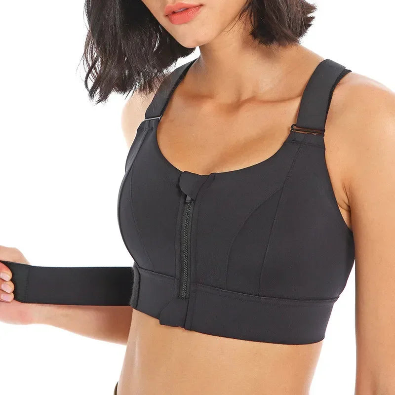 Plus Size  Zippered Sports Bras for High Impact Workouts