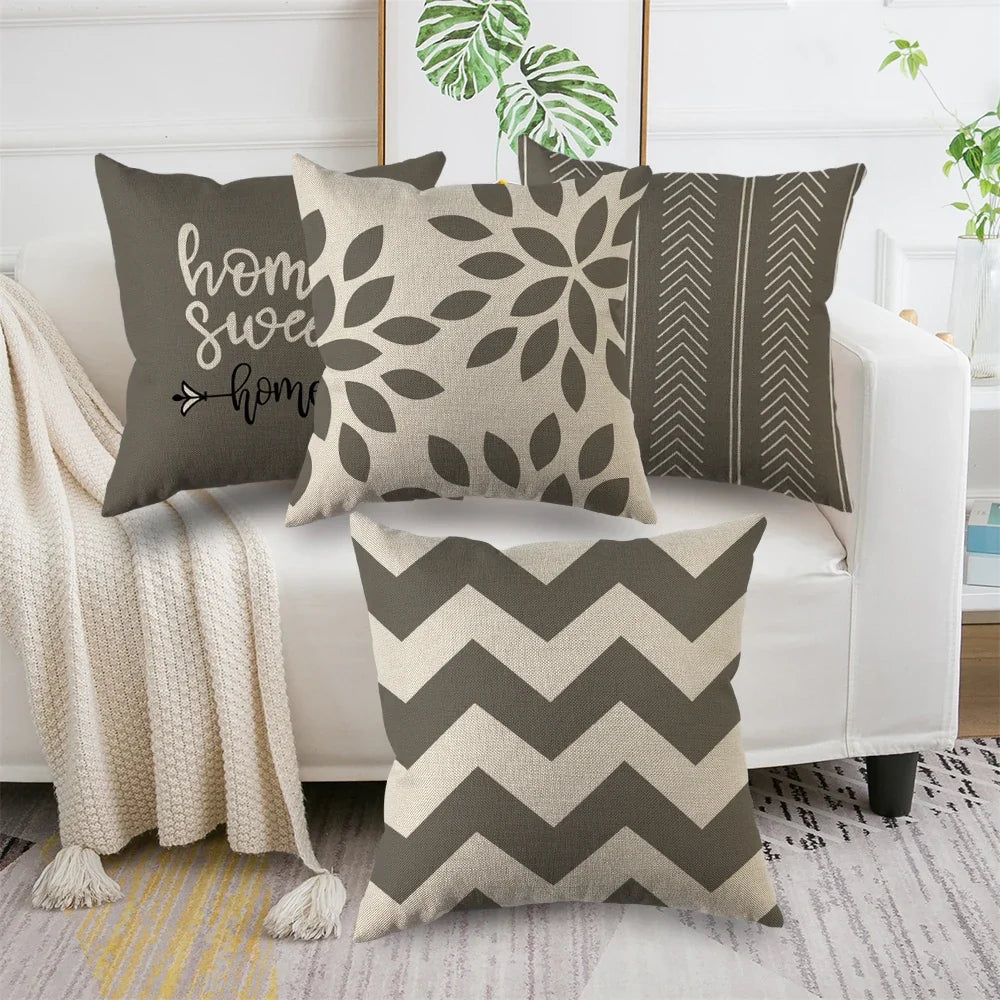 4Pcs Linen Square Cushion Cover,single-sided Printed Pillowcase ,Home Decor ,Room Decor,Living Decor,Bedroom Decor