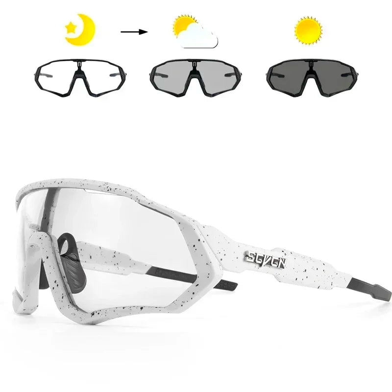 SCVCN-New Style Sunglasses Bicycle Eyewear Mountain Bike Cycl Goggles UV400 MTB Road for Men Photochromic Sport Cycling Glasses