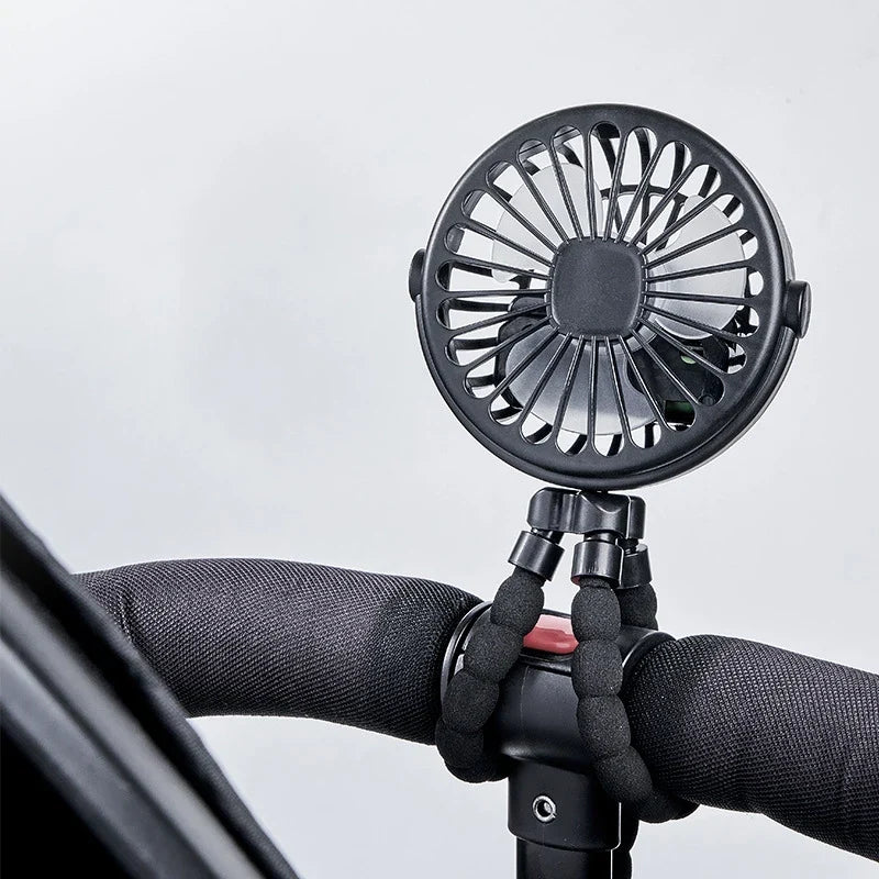 Baby 3 Speeds Stroller Mini Fan with Light Portable USB Charging Fan