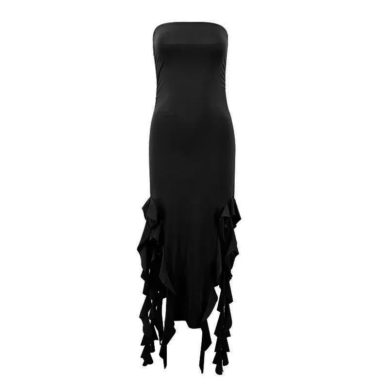 BWQ Long Dresses For Women Slit Sexy Bodycon Sleeveless Jellyfish Dress Hot Girls Fashion Off The Shoulders Maxi Dress Woman