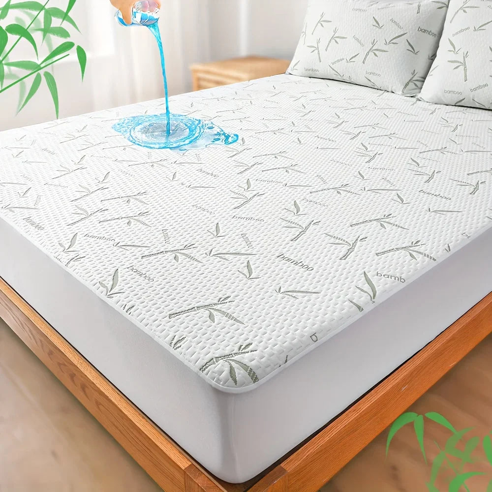 1p Cooling Bamboo Fiber Fitted Sheet, Breathable Mattress Protector