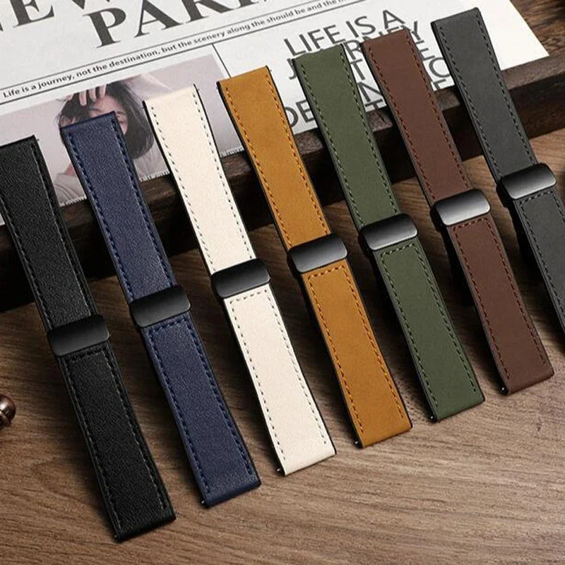 Samsung Galaxy Watch 7, 6, 5, 4 & FE Leather and Silicone Magnetic Band