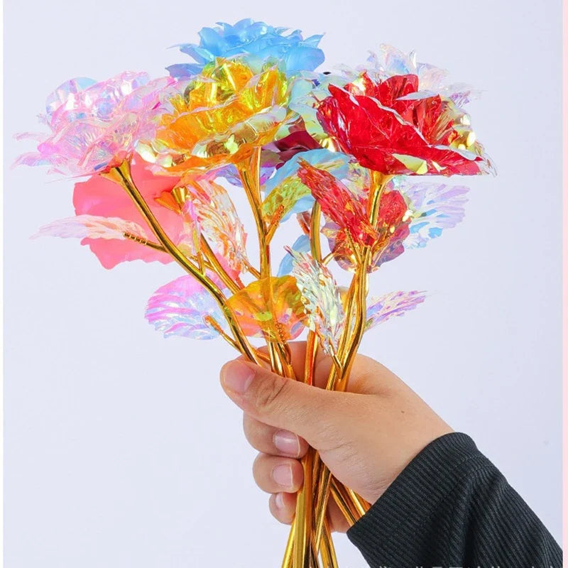 5/10/20pcs 24K Foil Plated Rose Valentine's Day Creative Gift Gold Rose Lasts Forever Love Wedding Decor Lover Lighting Roses
