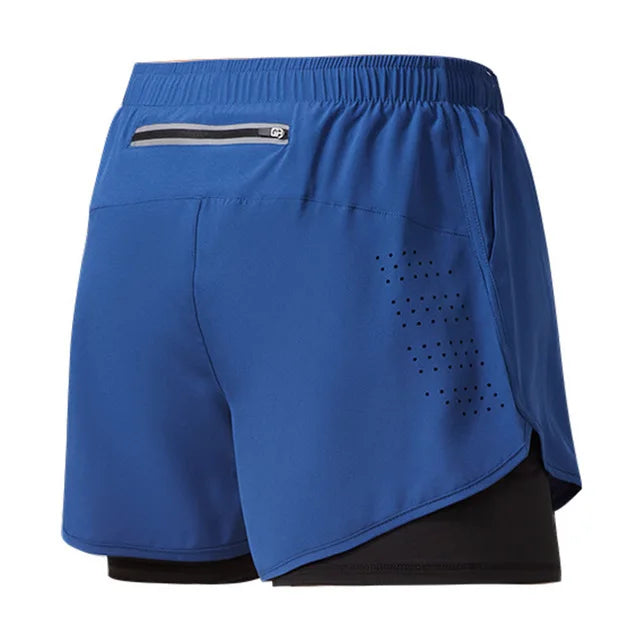 Men Quick Dry Double Layer Fitness Running Shorts