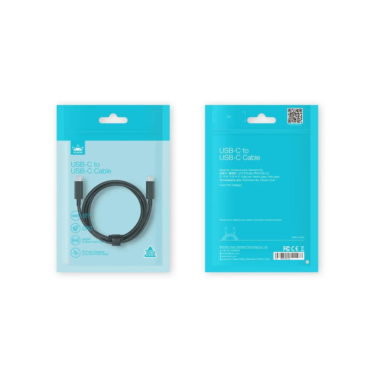 Huion USB-C to USB-C Cable Full Featured Cables USB 3.1 GEN2 PD Fast Charging 10 Gbps Data Transfer Full Featured Type-C Cable