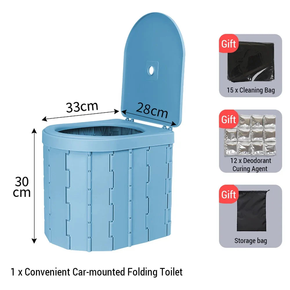 Outdoor Toilet for Camping Convenient Car-mounted Folding Toilet for Travel Adult Children and Elderly Potty Odor-proof Non-slip