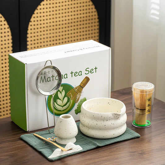 4/5/7pcs Matcha Set Ceramic Tea Bowl Traditional Japanese Tea Making Tools matcha- tea set tea- whisk bamboo matchas brush set