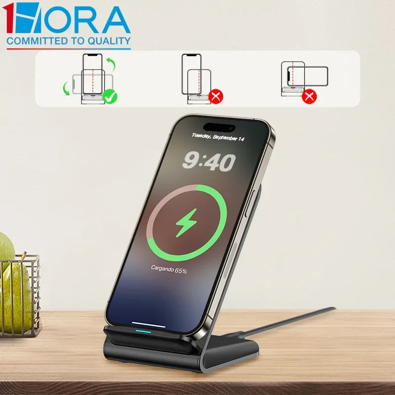 1hora Wireless Charging Stand 15W Fast Charging Overload Protection