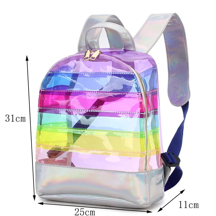 Mochila transparente arcoíris