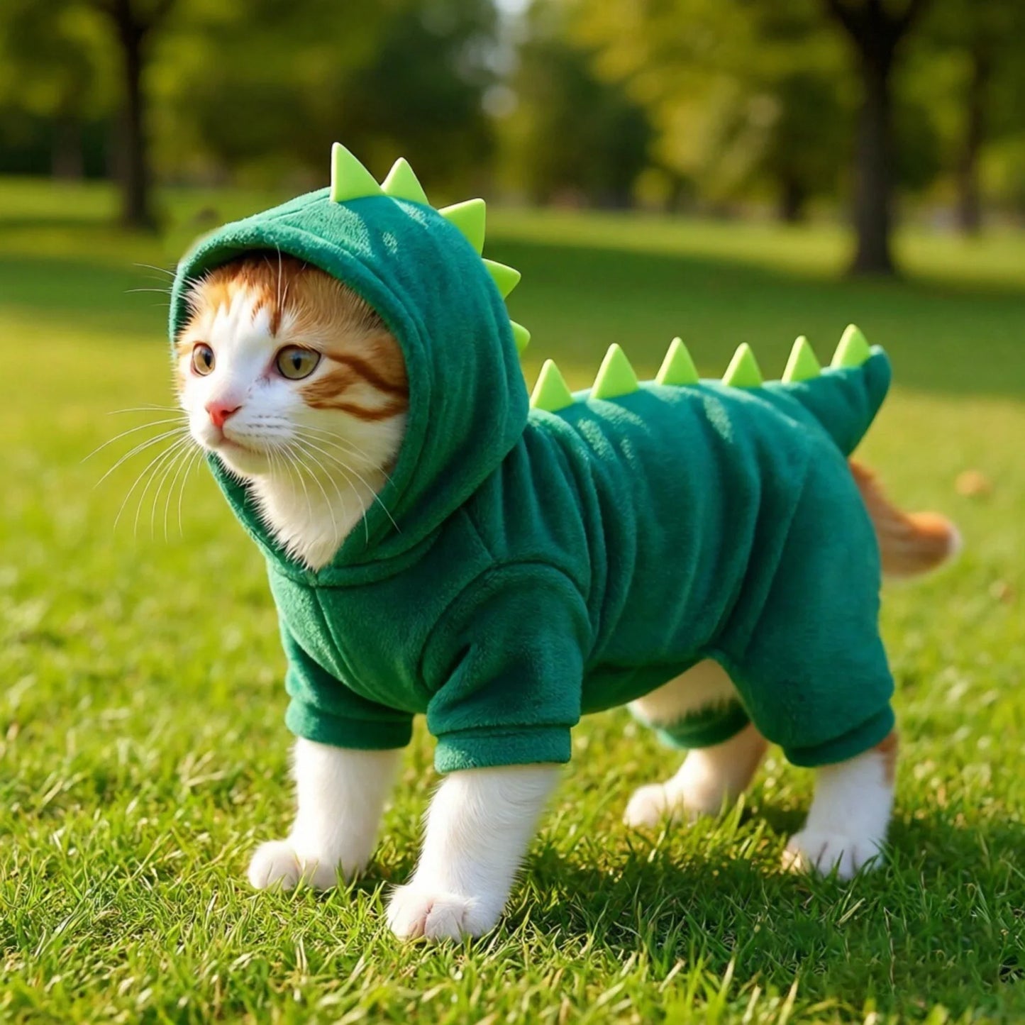 Cozy Dinosaur Cat Clothing Set Plush Lined Soft and Lightweight For Small Pets Costume Party and Outdoor Use Autumn Winter Wear