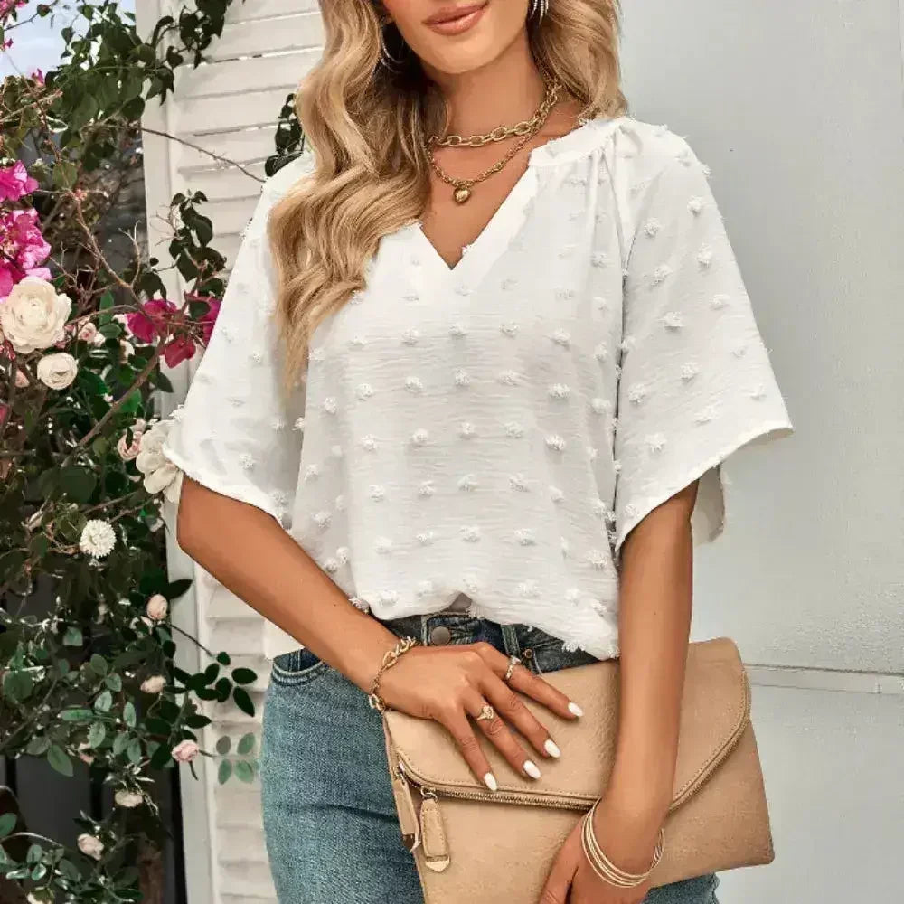 V-Neck Batwing Top - Summer Chiffon Blouse | Femstylo