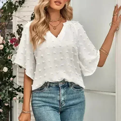 V-Neck Batwing Top - Summer Chiffon Blouse | Femstylo