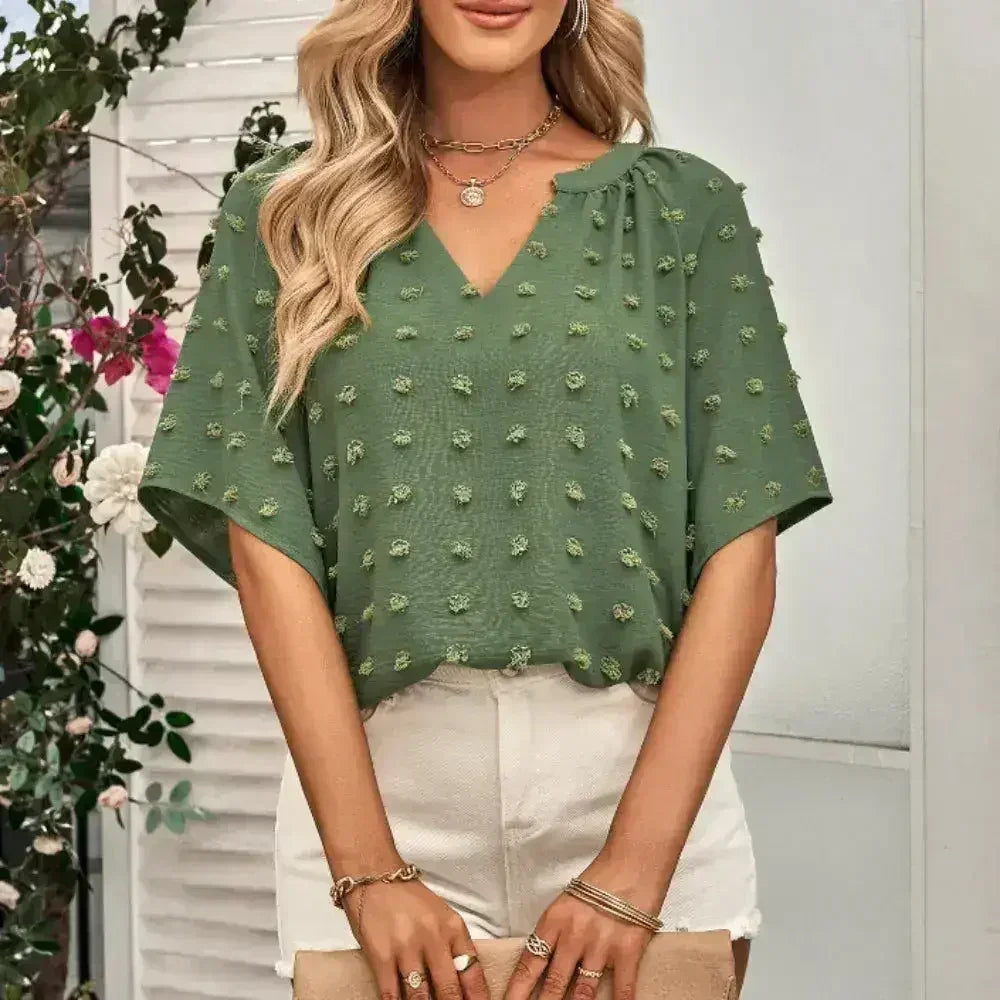V-Neck Batwing Top - Summer Chiffon Blouse | Femstylo