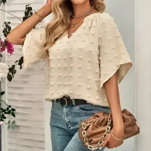 V-Neck Batwing Top - Summer Chiffon Blouse | Femstylo