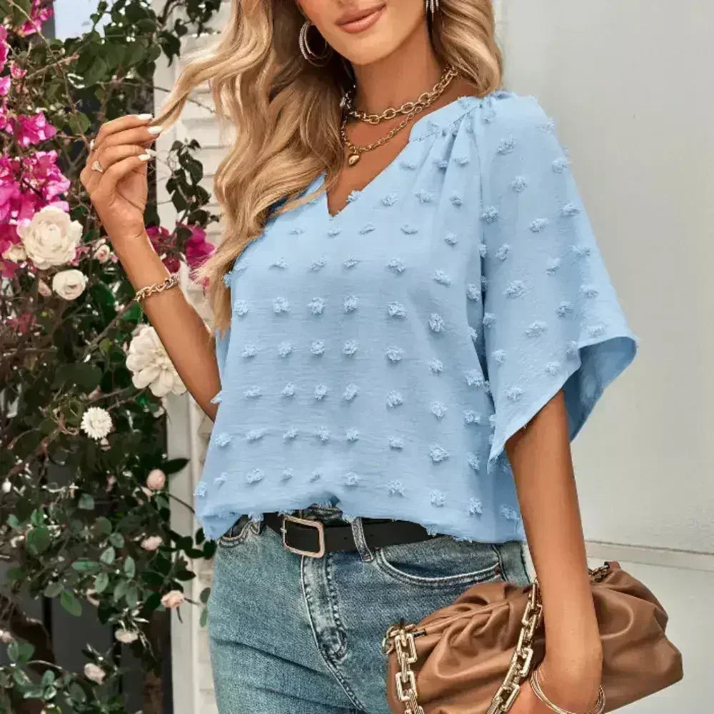V-Neck Batwing Top - Summer Chiffon Blouse | Femstylo