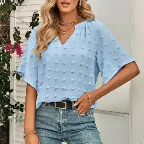 V-Neck Batwing Top - Summer Chiffon Blouse | Femstylo