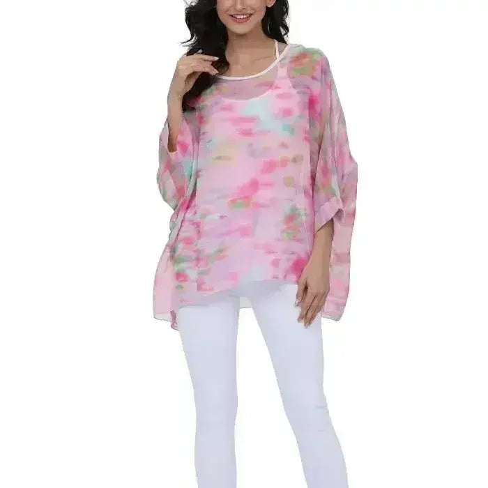 Unicorn Pink Chiffon Top - Whimsical One-Size Blouse | Femstylo