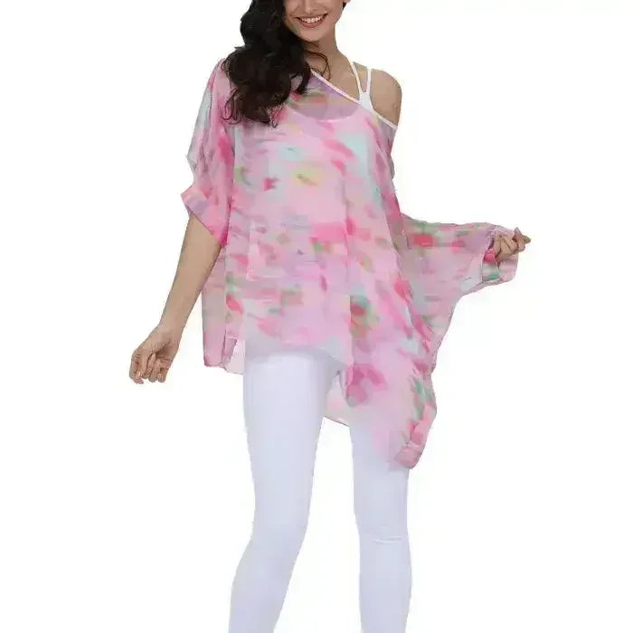 Unicorn Pink Chiffon Top - Whimsical One-Size Blouse | Femstylo