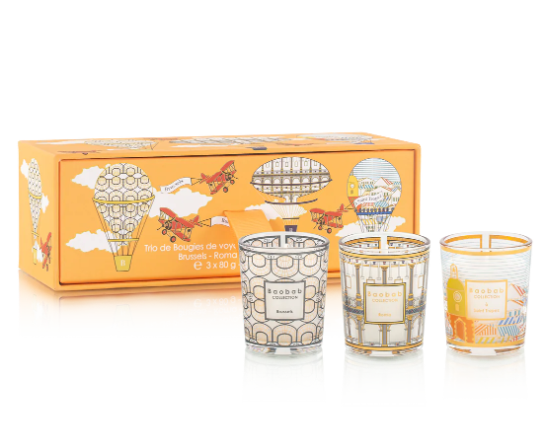 Baobab Collection Trio Travel Candles,  BRUSSELS - ROMA - SAINT TROPEZ
