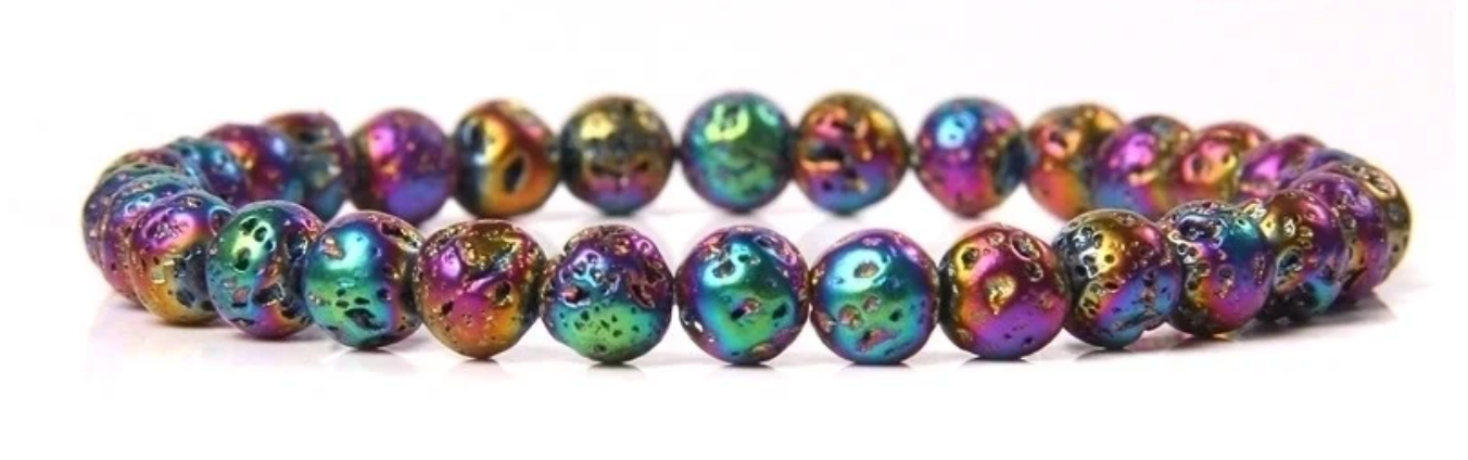 Pulsera de lava arcoíris – Energía vibrante y estilo audaz