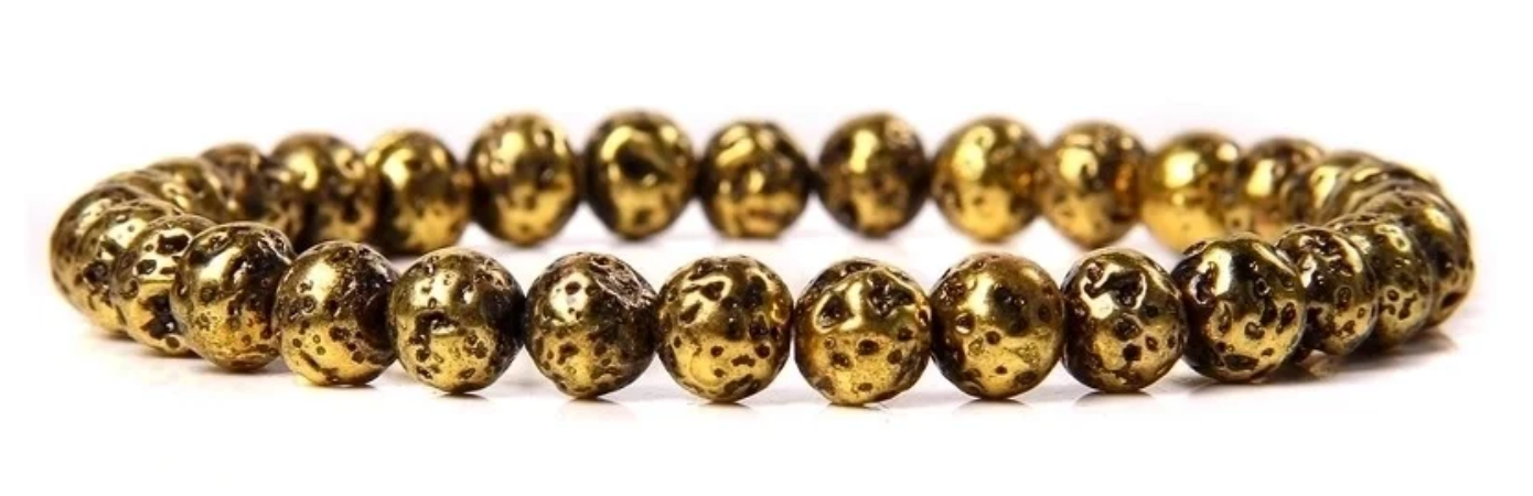 Pulsera de oro y piedra de lava – Energía de conexión a tierra con estilo moderno y minimalista