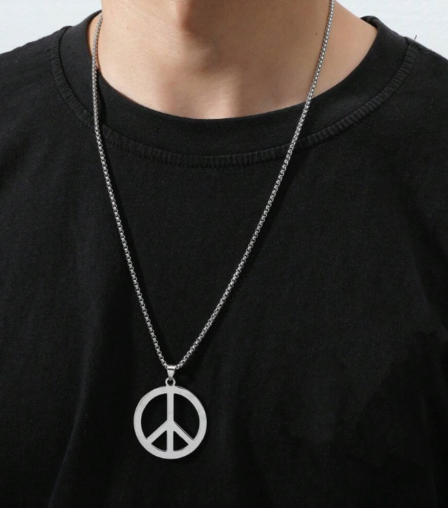 Collar con colgante de acero inoxidable con símbolo de la paz – Atrevido y empoderador