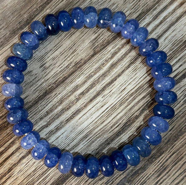 Pulsera de ágata azul para intuición y serenidad – Cuentas facetadas tipo rondelle (muñecas medianas)