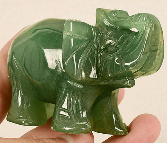Estatuilla de Elefante de la Suerte de Piedra de Jade – 1.25 a 1.5 Pulgadas