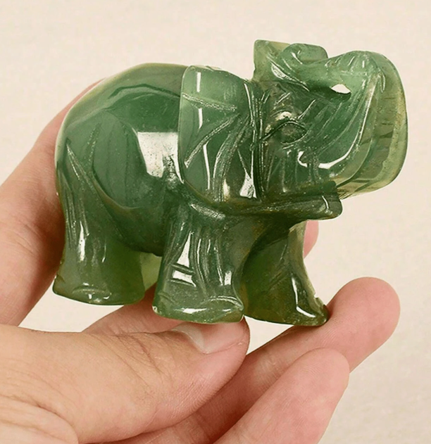 Estatuilla de Elefante de la Suerte de Piedra de Jade – 1.25 a 1.5 Pulgadas