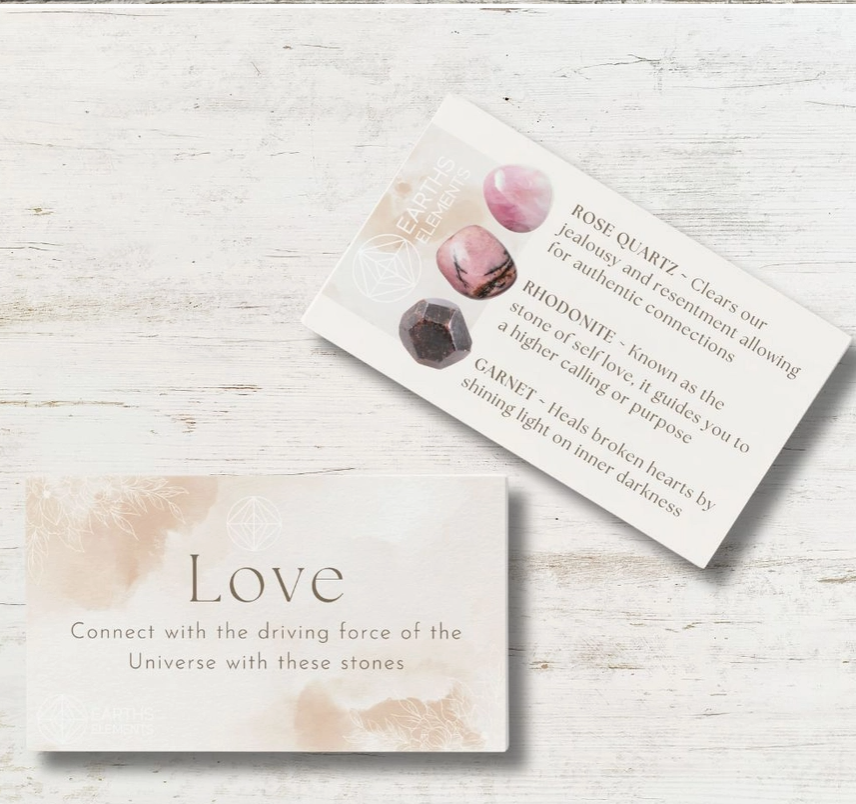 Conjunto de Pulseras de Intenciones – Amor (Cuarzo Rosa, Rodonita y Granate)