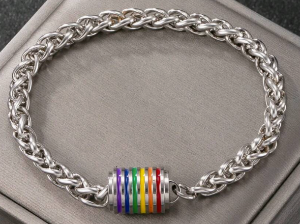🌈 Pulsera con dije de arcoíris de acero inoxidable – Joyería de orgullo LGBTQ+