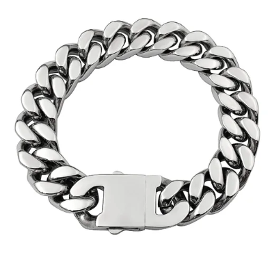 Pulsera de cadena de acero de titanio inclusiva para todos los géneros – Eslabón cubano de 22 cm, plata/oro/arcoíris