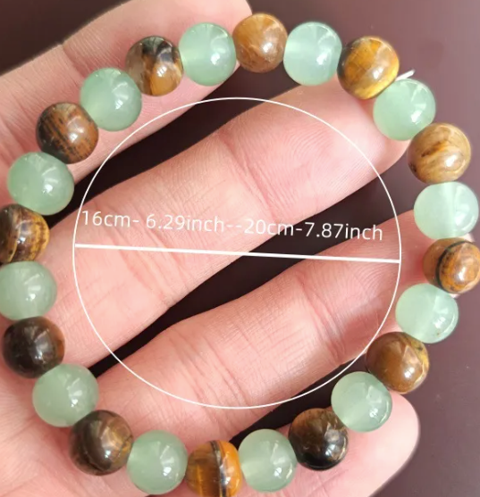 Pulsera de Prosperidad de Aventurina Verde y Ojo de Tigre – Abundancia, Confianza y Suerte (Muñecas Medianas-Grandes)