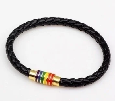 Pulsera unisex de cuero sintético Pride – Acabado en tono plateado u dorado sobre cuero marrón o negro