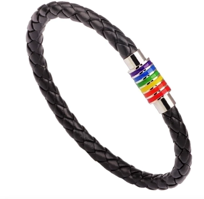 Pulsera unisex de cuero sintético Pride – Acabado en tono plateado u dorado sobre cuero marrón o negro