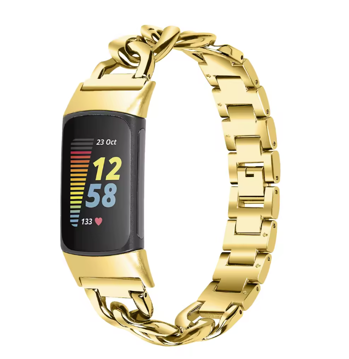 Fitbit Charge 5 & 6 Curb Chain Stainless Steel Bracelet Band
