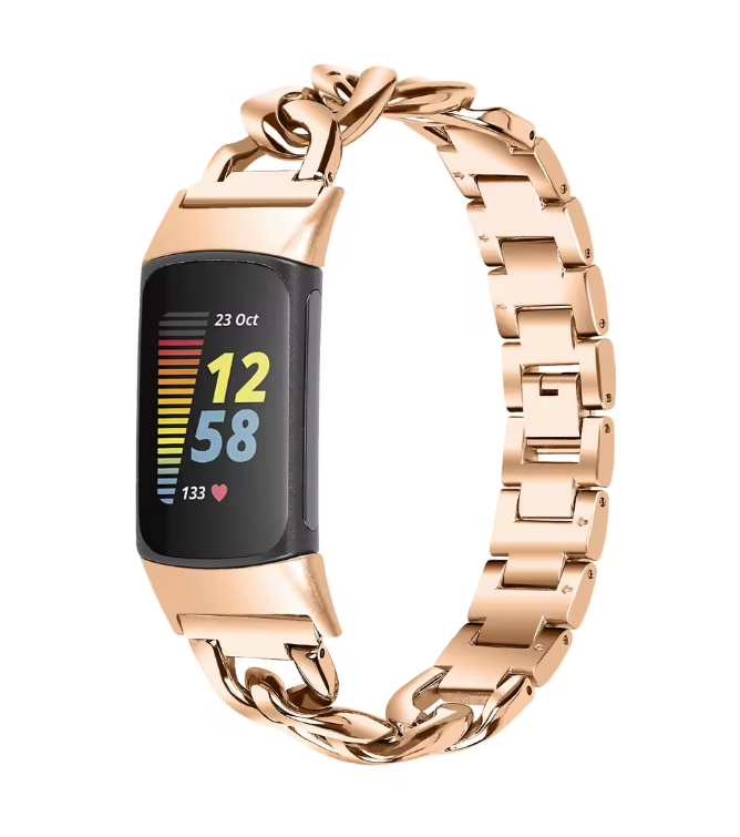 Fitbit Charge 5 & 6 Curb Chain Stainless Steel Bracelet Band