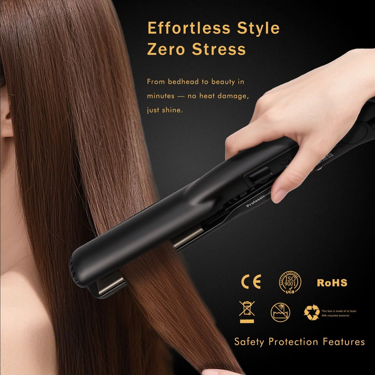 Eagle Fortress Ceramic Hair Straightener (Black)