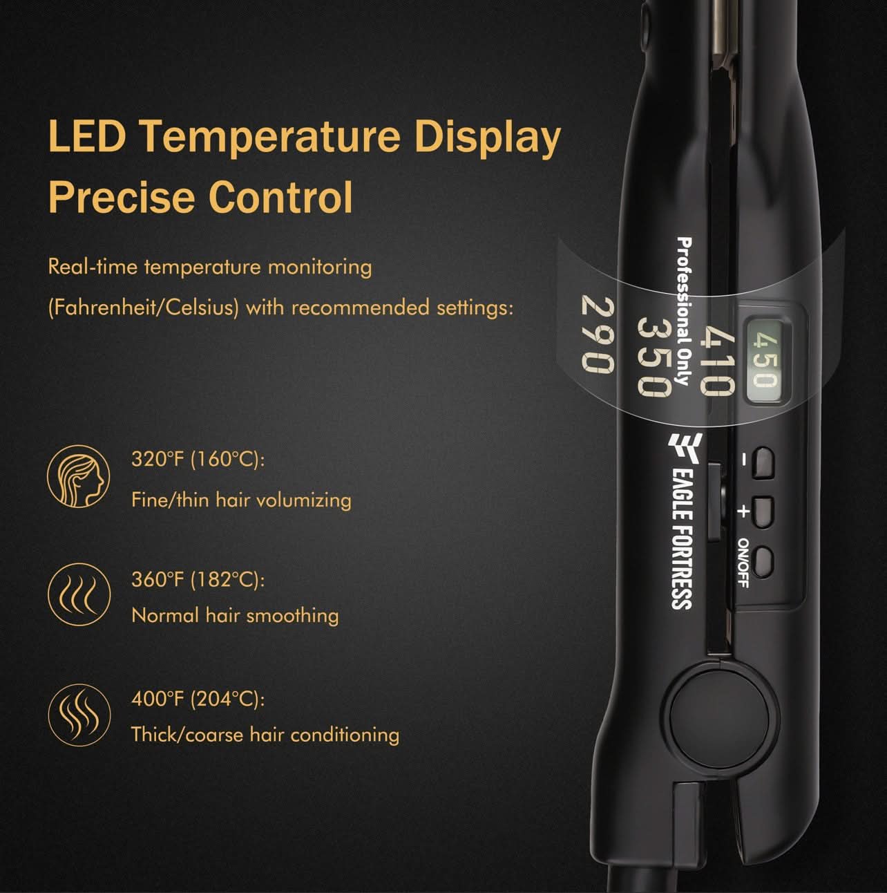 Eagle Fortress Ceramic Hair Straightener (Black)