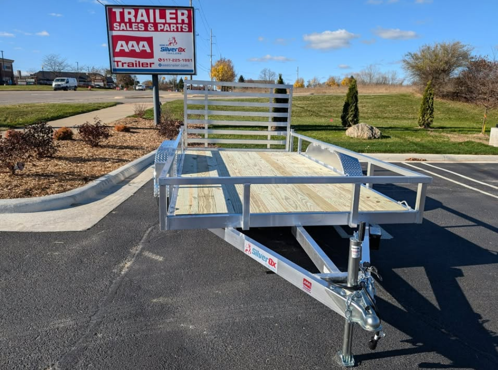 Silver Ox 7X14 Tandem Axle Aluminum Utility Trailer with 2 ft Dovetail