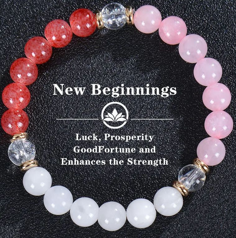 Pulsera Nuevos Comienzos – Colección Intención 2026 (Azul, Rosa o Transparente Craquelado)