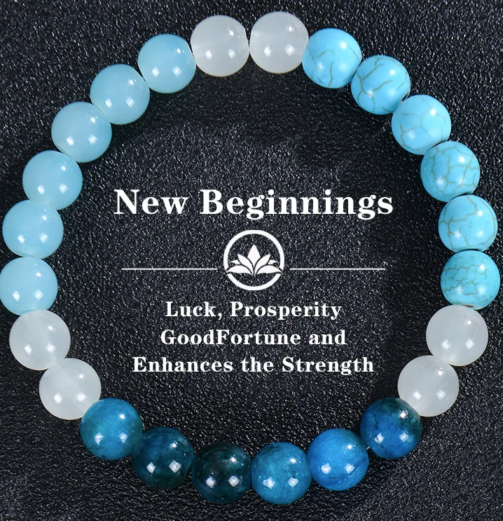 Pulsera Nuevos Comienzos – Colección Intención 2026 (Azul, Rosa o Transparente Craquelado)