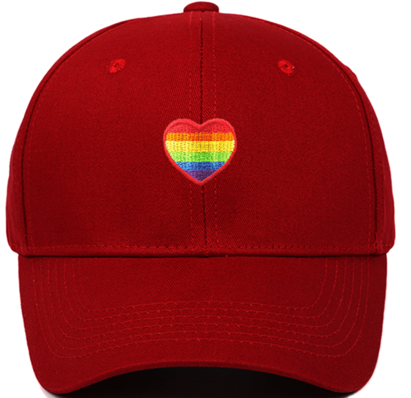 🌈 Gorra de béisbol bordada Corazón del Orgullo – Sombrero ajustable unisex (azul marino o negro)
