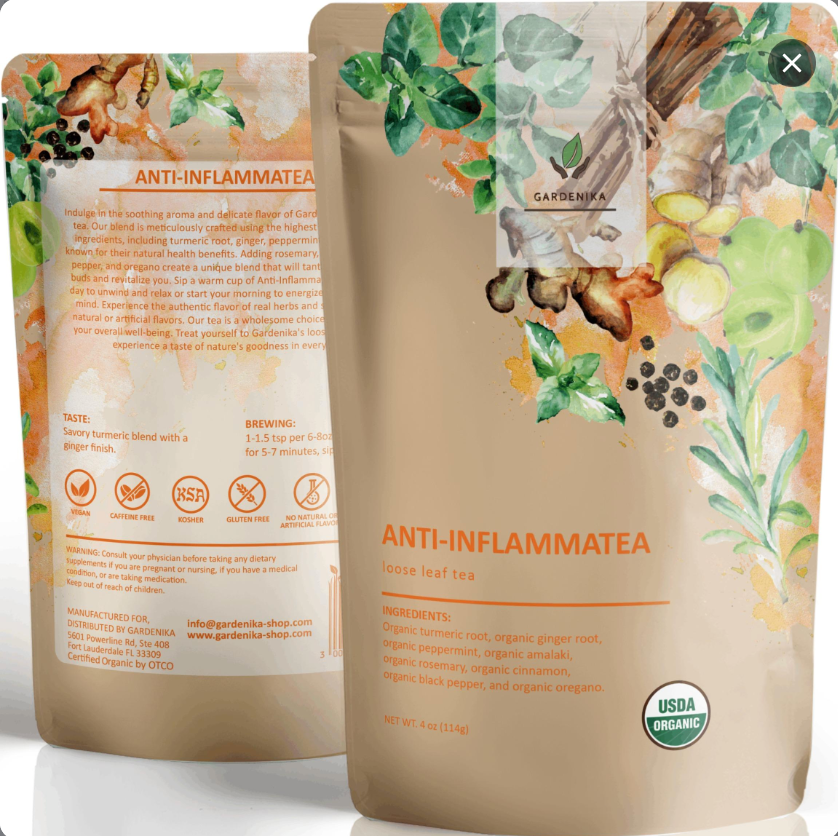 Té antiinflamatorio, mezcla de hierbas de cúrcuma y jengibre | Orgánico y Kosher
