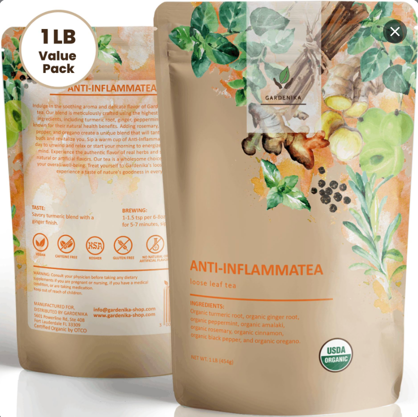 Té antiinflamatorio, mezcla de hierbas de cúrcuma y jengibre | Orgánico y Kosher