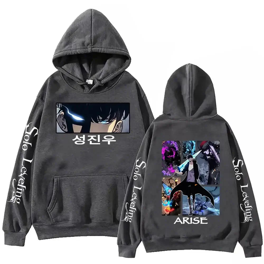 Sudadera con capucha de Solo Leveling, estampado de anime Harajuku