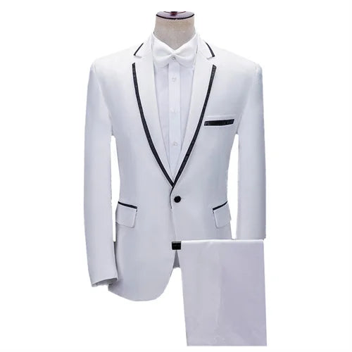 (jacket+pants) Men Fashion Wedding Banquet Party Flower Suits Singer