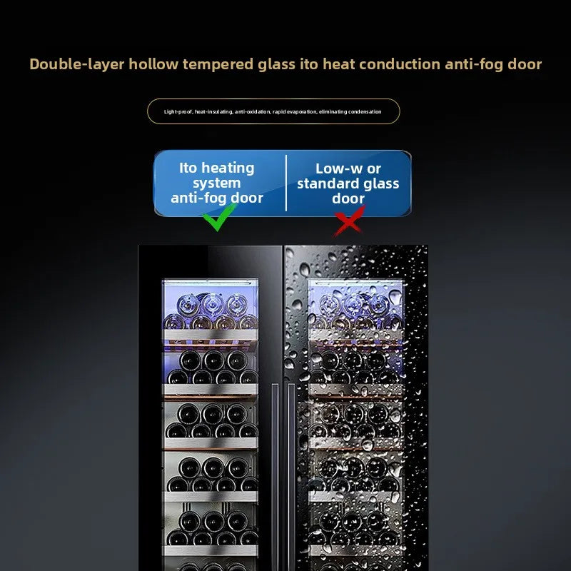 Dual-Door Dual-Zone Home Wine Cooler – Refrigerated Cabinet with Constant Temperature and Humidity Control
